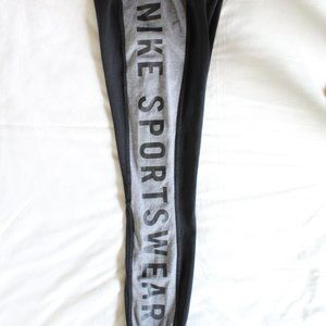 Nike Women's Black Gray Leggings Logo Nike Sportswear Down Leg ~S~ AQ9819-092